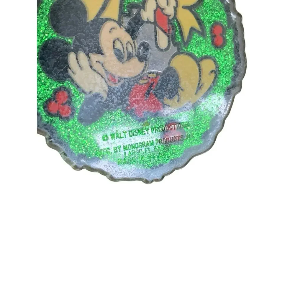 Vintage Disney Mickey Mouse Acrylic Plastic Ornament Wreath CandyCane Suncatcher